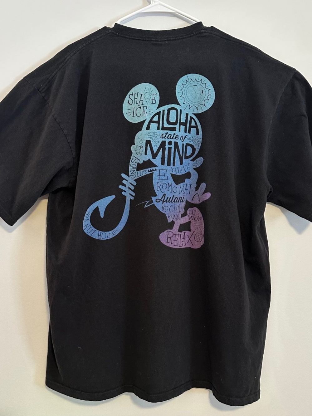 Disney Resort Hawaii Mickey Graphic Print T-Shirt XXL Black Y2K Short Sleeve